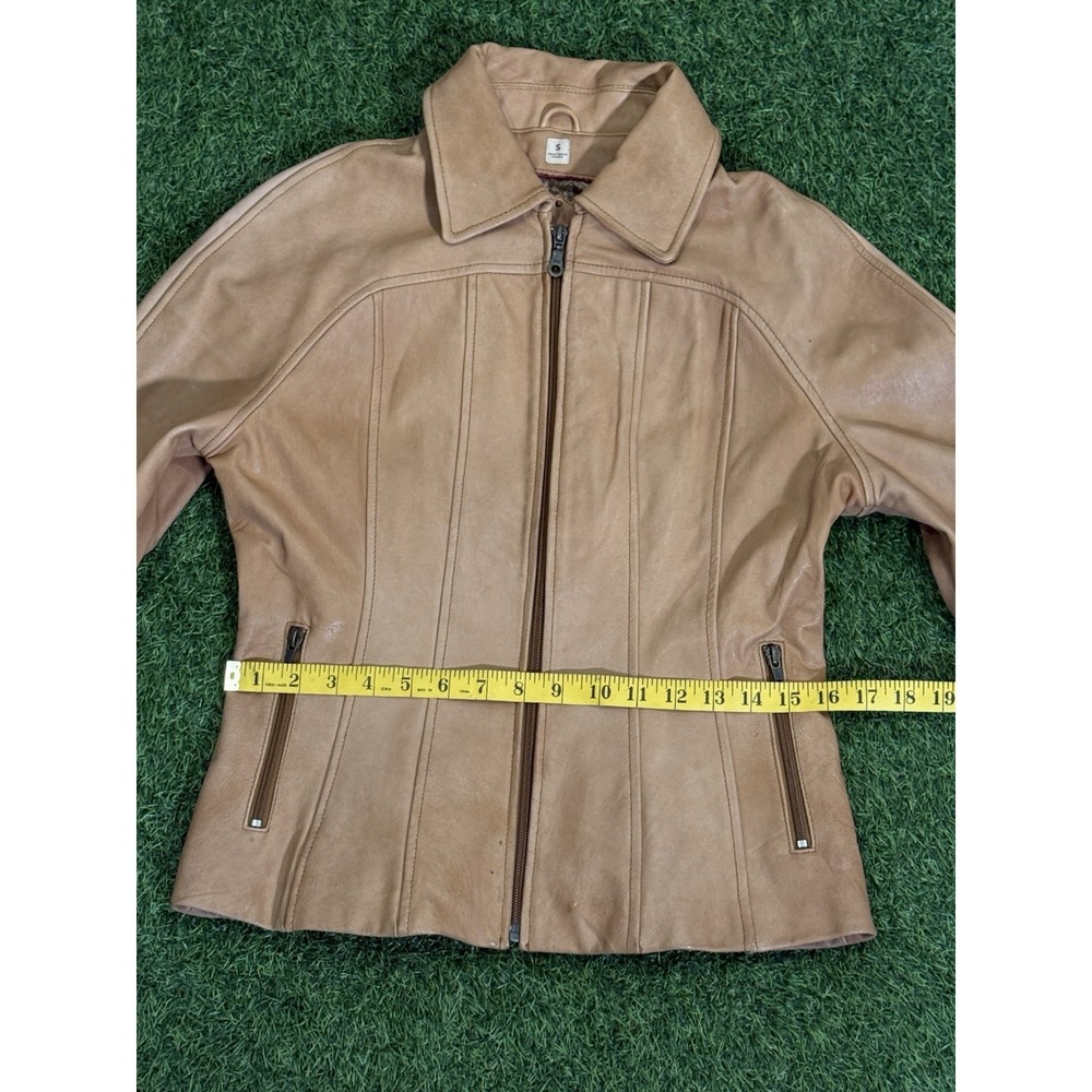 Wilsons Leather Jacket Womens Large Brown Genuine Edgy Biker Moto Zip Up - Picture 13 of 16